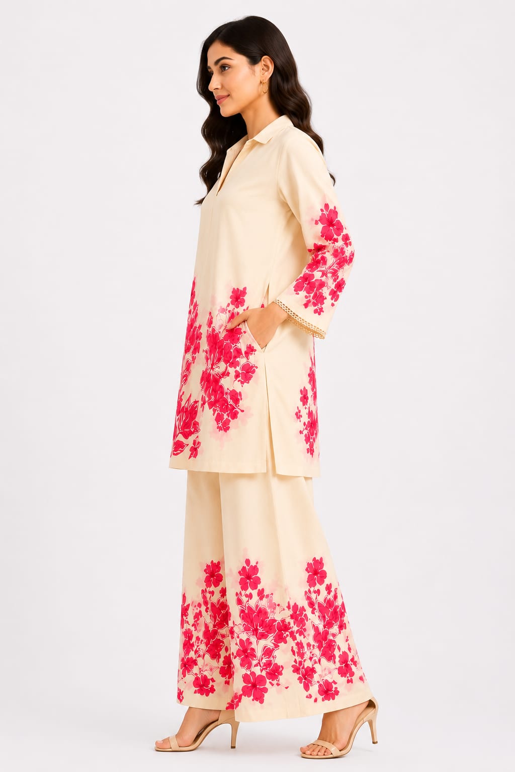 Premium Floral Cotton Cord Set for Women