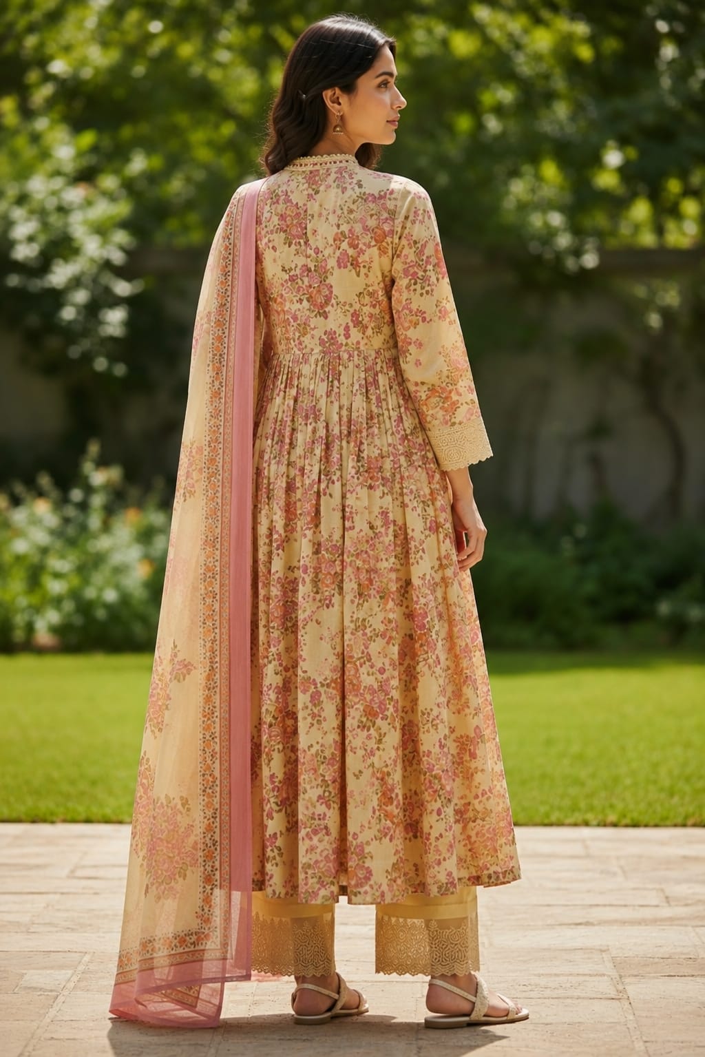 Amber Bloom | Printed Anarkali Set