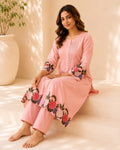 Blush Petals Embroidered Kurta Set