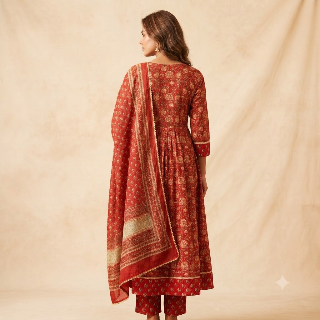 Crimson Royale | Anarkali Suit Set