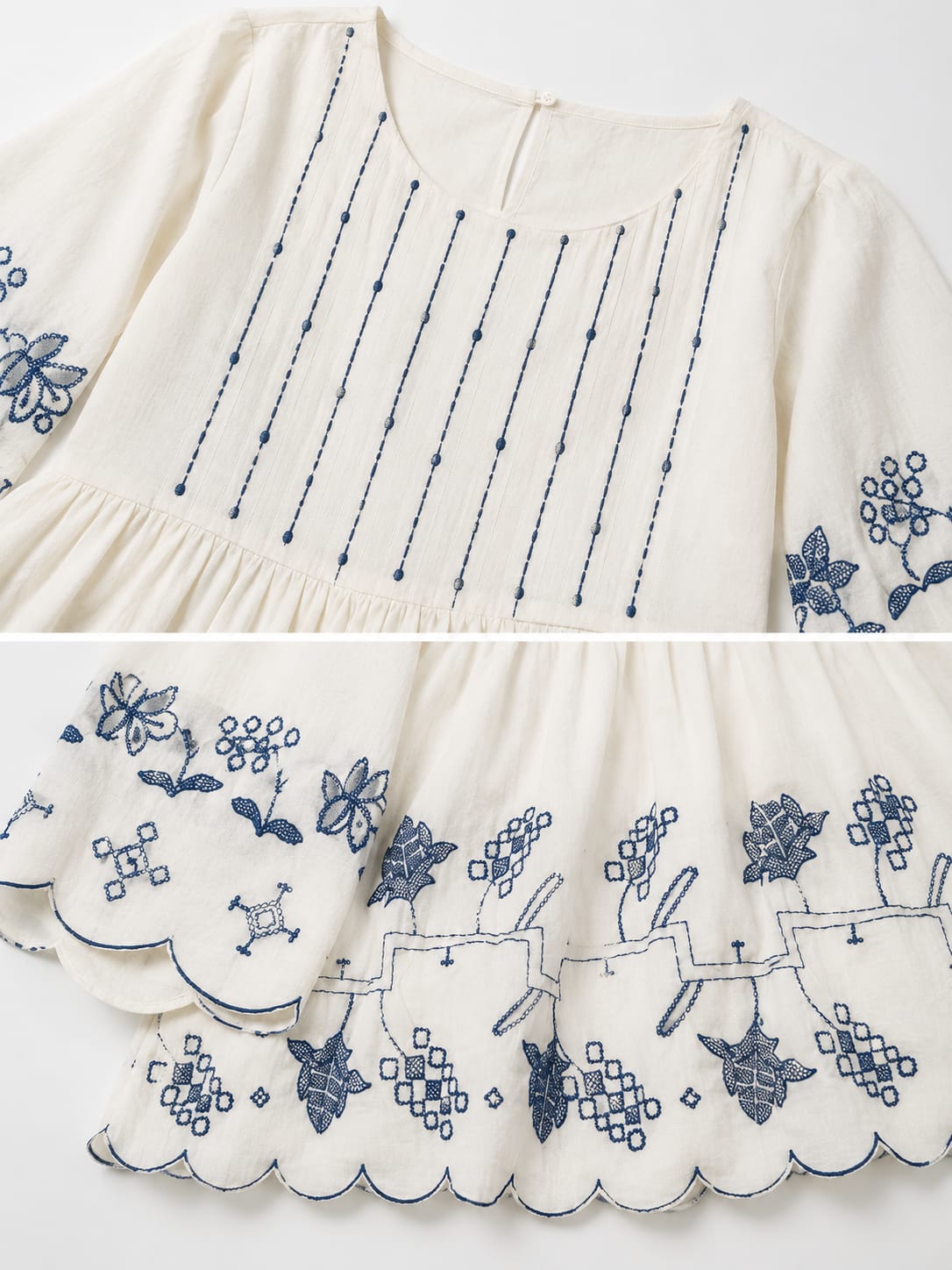 VEMES - Women's White Floral Printed Cotton Co-Ord Set