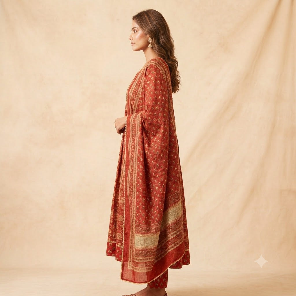 Crimson Royale | Anarkali Suit Set