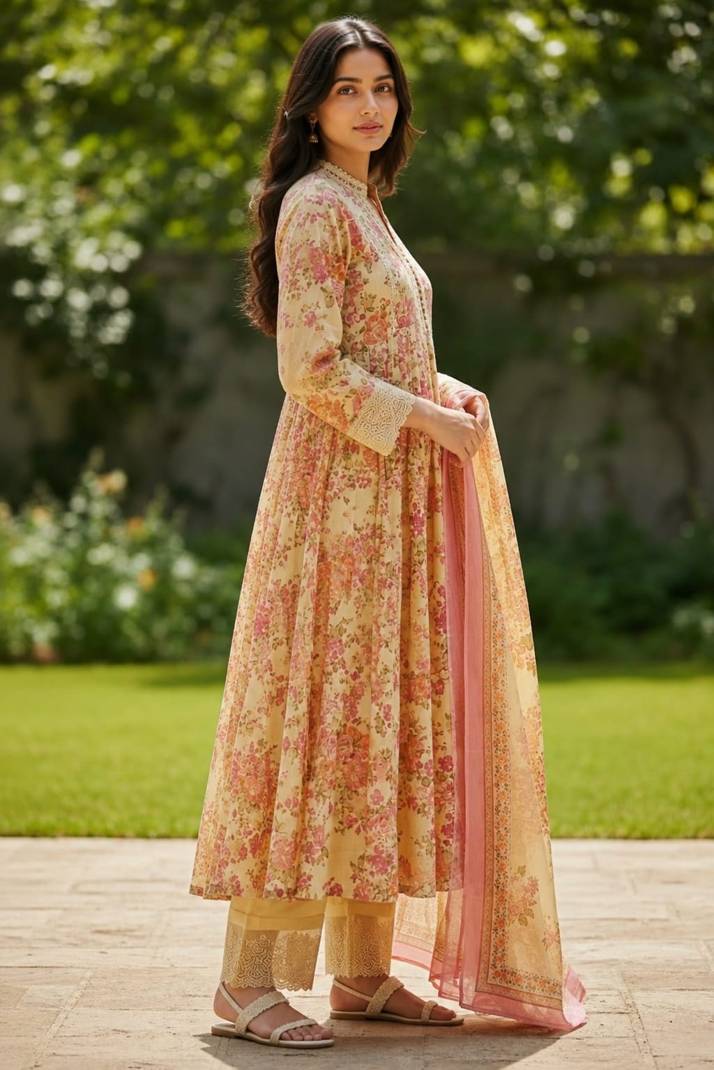 Amber Bloom | Printed Anarkali Set