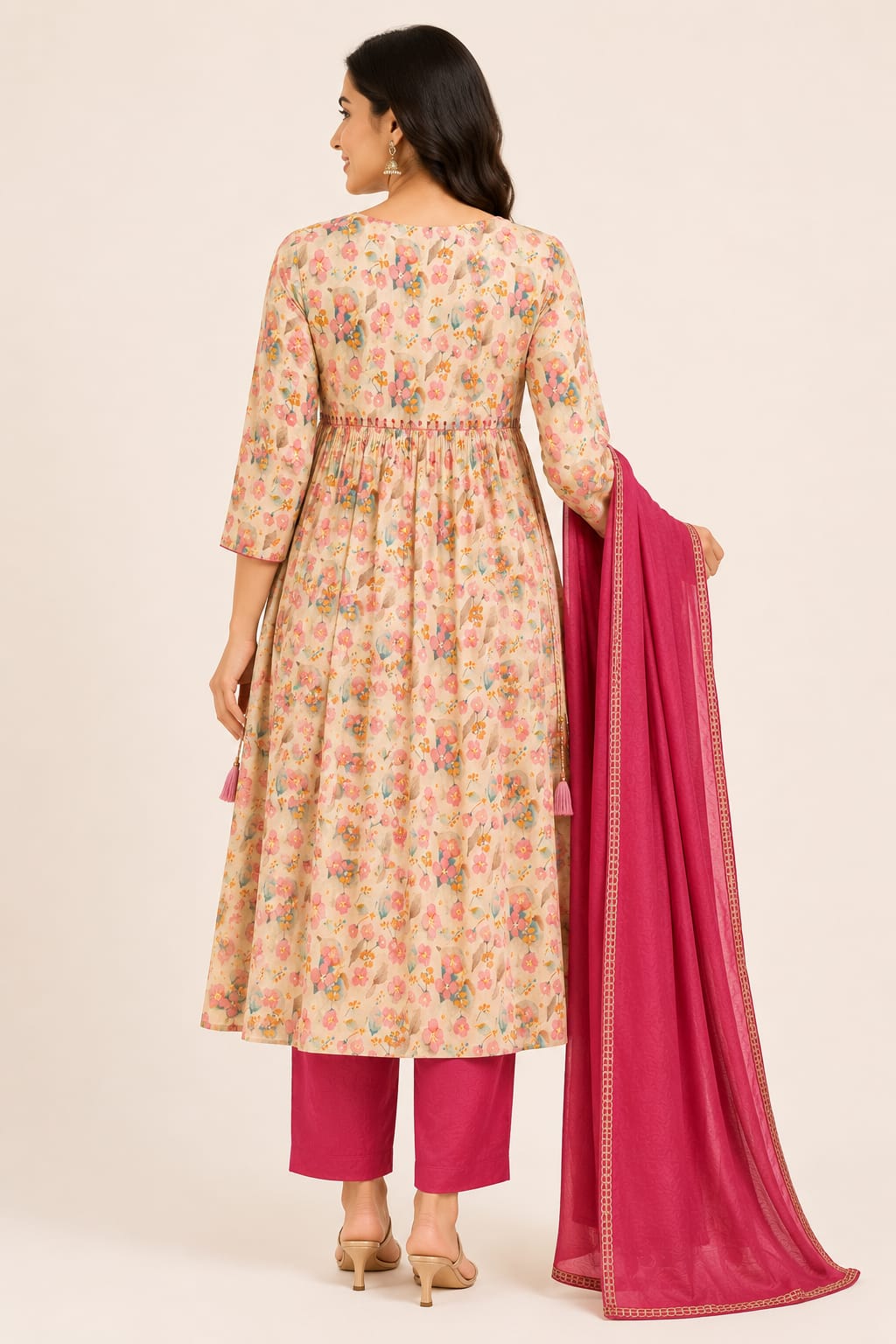 Premium Floral Cotton 3-Piece Kurti Set for Women