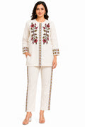 VEMES Women's Ivory Floral Embroidered Co-Ord Set