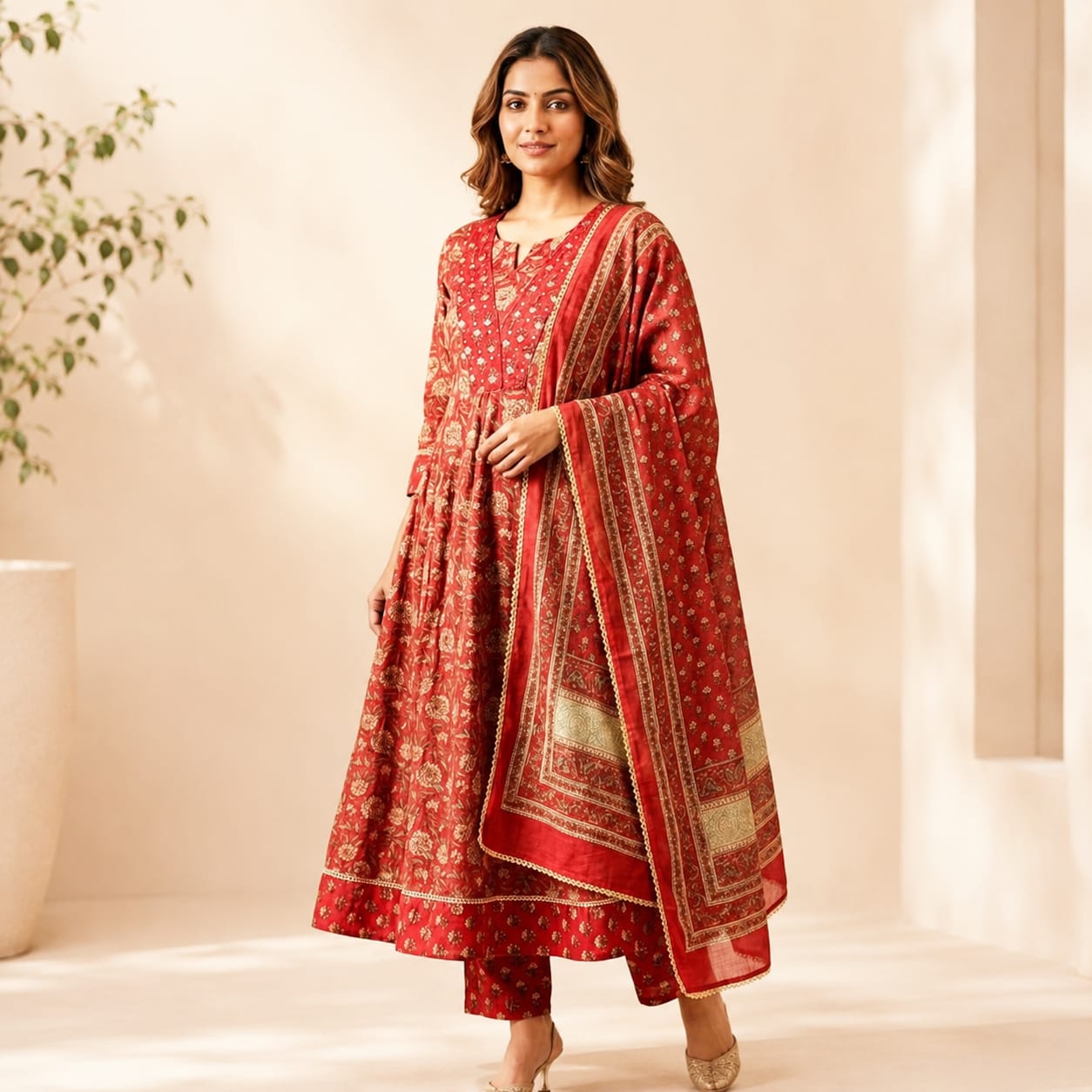 Crimson Royale | Anarkali Suit Set